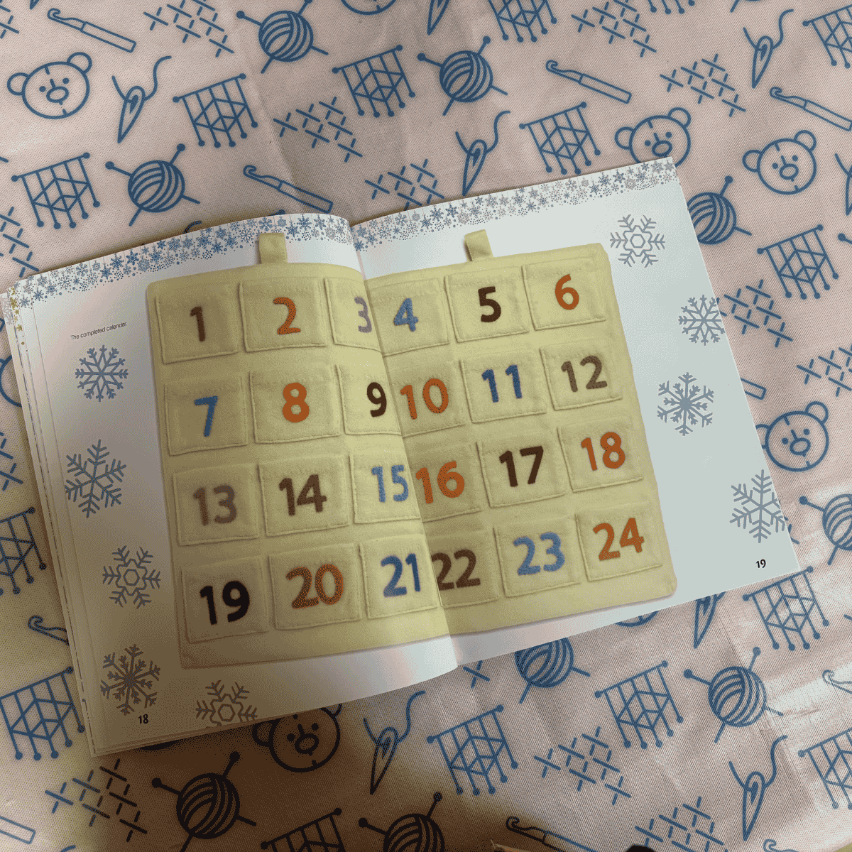 Calendar with numbers on a patterned background