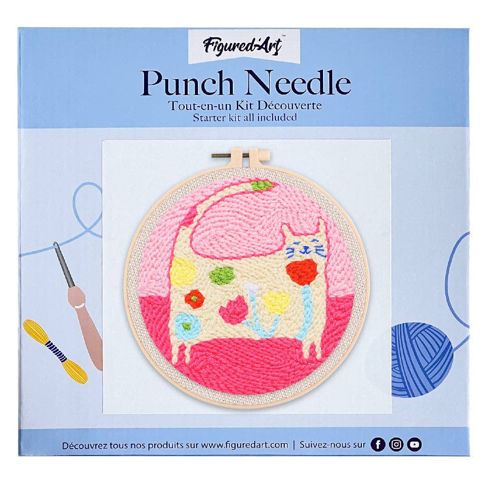 Punch Needle Kit - Flower Cat