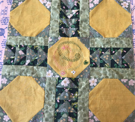 A year in Stitches Quilt - Month 2 - Snowballs and Flying Geese