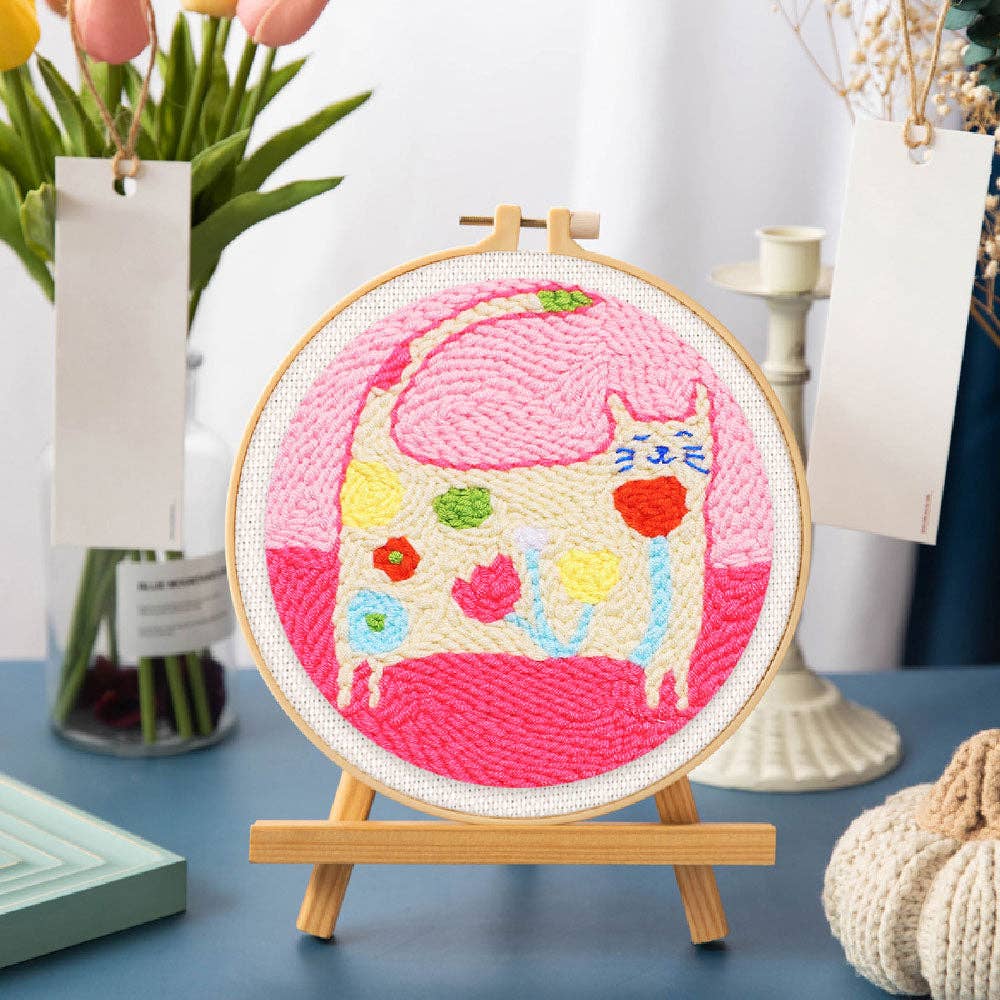 Punch Needle Kit - Flower Cat