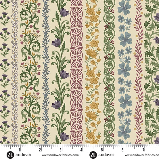 Makower Botanical Stripe Fabric – Cream
