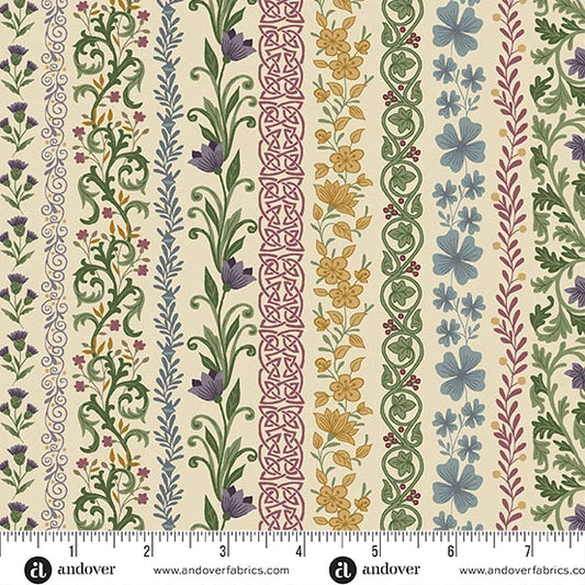 Makower Botanical Stripe Fabric – Cream