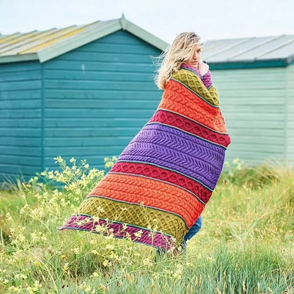 Cablemagoria knitted Blanket Kit in Monarch Colourway
