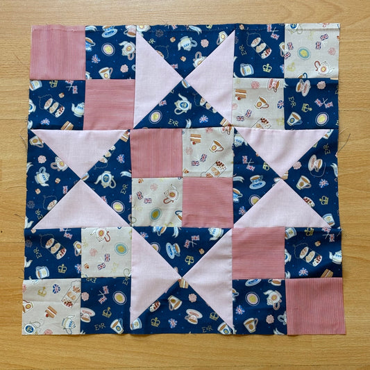 A year in Stitches Quilt - Month 1 - Chained Star Quilt block