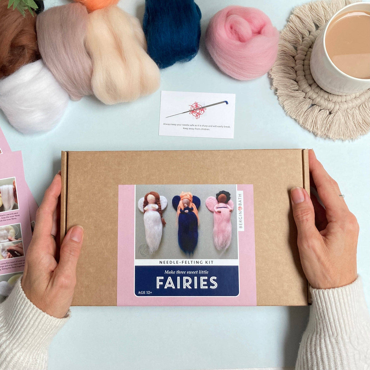 Needle Felting Kit, Fairies. Make THREE felted fairy dolls