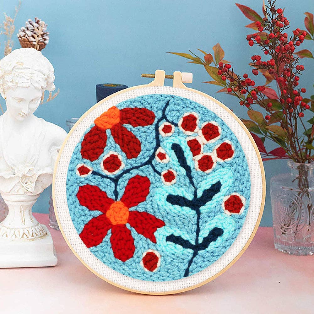 Punch Needle Kit - A Spread of Red Flowers