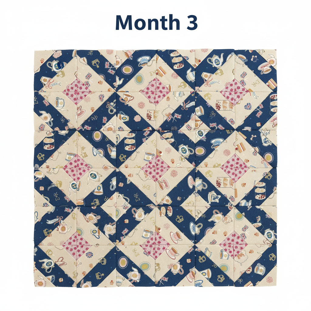 A Year in Stitches Quilt Club Month 3 - White Background